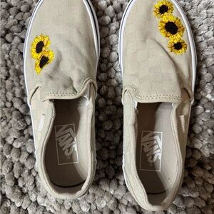 Vans Cream Sneakers with Sunflower Design